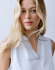 FYE SATIN MIX MEDIA JOHNNY COLLAR TANK
