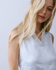 FYE SATIN MIX MEDIA JOHNNY COLLAR TANK