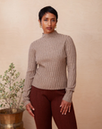 DAZA RIBBED MOCK NECK KNIT TOP