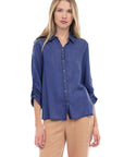 RUCHED SLEEVE TENCEL SHIRT