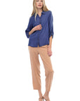 RUCHED SLEEVE TENCEL SHIRT
