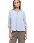 RUCHED SLEEVE TENCEL SHIRT