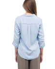 RUCHED SLEEVE TENCEL SHIRT