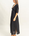 BRAID TRIM EMPIRE WAIST DRESS