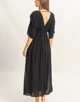 BRAID TRIM EMPIRE WAIST DRESS