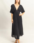 BRAID TRIM EMPIRE WAIST DRESS