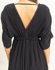 BRAID TRIM EMPIRE WAIST DRESS