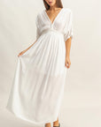 BRAID TRIM EMPIRE WAIST DRESS
