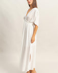 BRAID TRIM EMPIRE WAIST DRESS