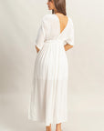 BRAID TRIM EMPIRE WAIST DRESS