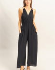 DOUBLE STRAP CROSSOVER JUMPSUIT