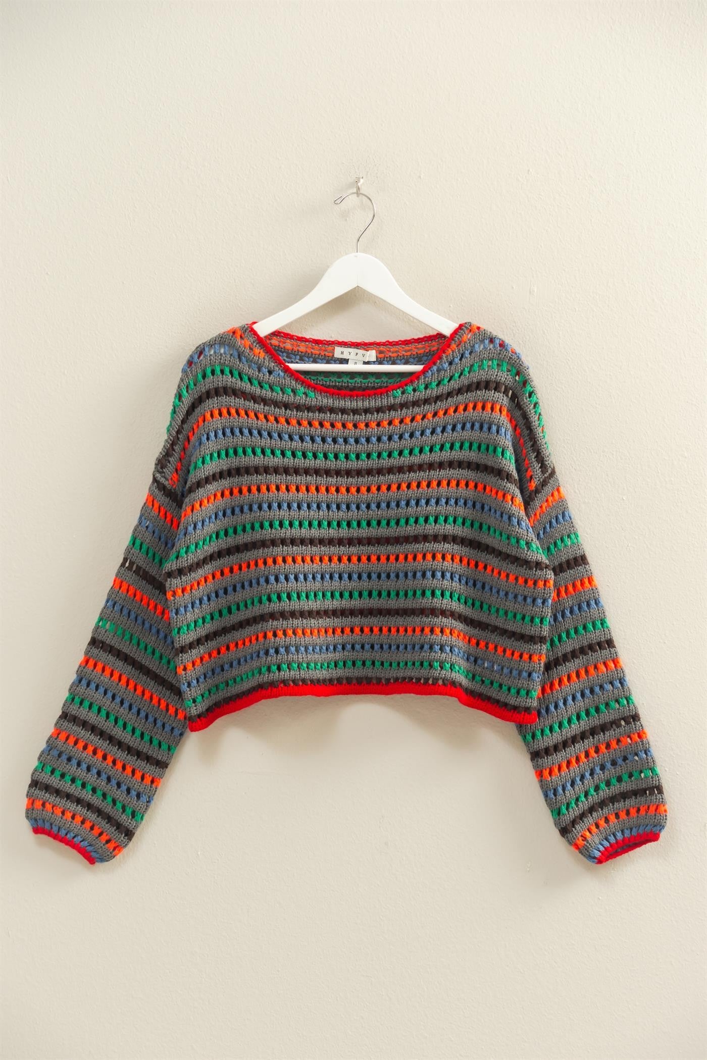 OPEN KNIT STRIPE SWEATER