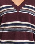 STRIPED OVERSIZE V-NECK SWEATER