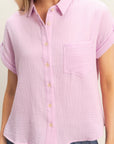 COTTON GAUZE ROLL SLEEVE SHIRT