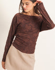 SHEER LACE BOATNECK TOP