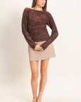 SHEER LACE BOATNECK TOP