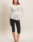SHEER LACE BOATNECK TOP