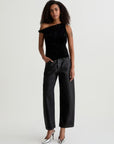 HATTIE CROP IN LEATHERETTE SUPER BLACK