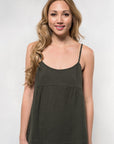 COTTON GAUZE TIERED TANK