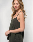 COTTON GAUZE TIERED TANK