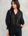 SHEER JACQUARD FLORAL DOLMAN BLOUSE