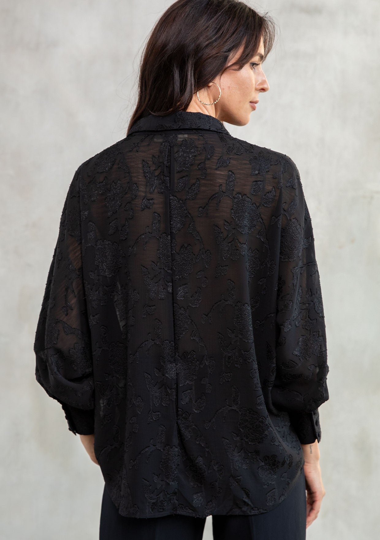 トップス sheer flower jacquard blouse JACQUARD FLOWER PATTERN SHEER BLOUSE