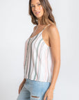 STRIPED BUTTON FRONT TANK