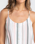 STRIPED BUTTON FRONT TANK