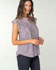 FLORAL RUFFLE SLEEVE BLOUSE