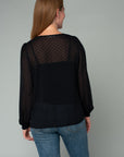SWISS DOT SHEER V-NECK BLOUSE