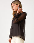RUFFLE NECK SHEER BLOUSE