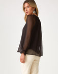 RUFFLE NECK SHEER BLOUSE