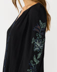 EMBROIDERED SLEEVE V-NECK BLOUSE