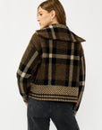 PLAID KNIT BOMBER JACKET