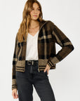 PLAID KNIT BOMBER JACKET