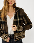 PLAID KNIT BOMBER JACKET