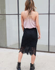 LACE SCALLOP PENCIL SKIRT