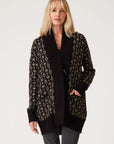 GEO JACQUARD RIB TRIM CARDI
