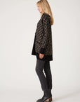 GEO JACQUARD RIB TRIM CARDI