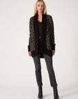 GEO JACQUARD RIB TRIM CARDI