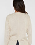 COTTON POINTELLE & RIB SPLIT BACK SWEATER