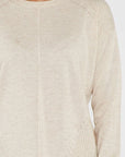 COTTON POINTELLE & RIB SPLIT BACK SWEATER