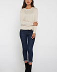 COTTON POINTELLE & RIB SPLIT BACK SWEATER