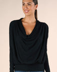 COWL NECK FINE KNIT SWEATER