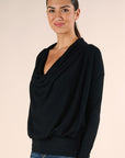 COWL NECK FINE KNIT SWEATER