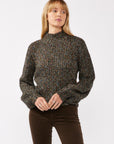 MOCK NECK BISHOP SLEEVE SWEATER
