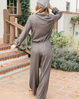 RAYON TWILL LONG SLEEVE JUMPSUIT