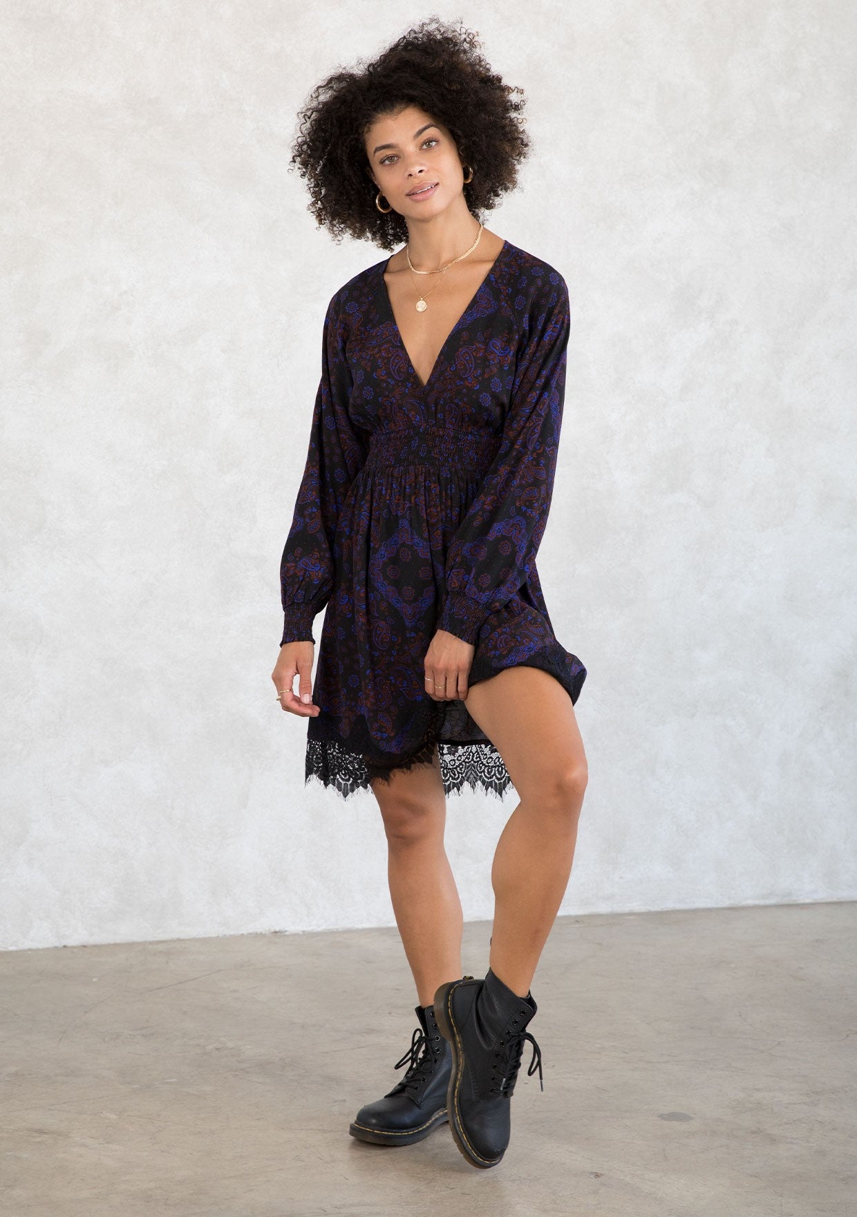 PAISLEY SMOCKED WAIST DRESS