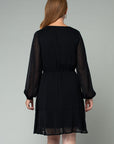 SWISS DOT V-NECK MINI DRESS