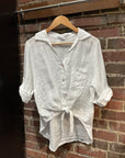 TIE FRONT LINEN SHIRT